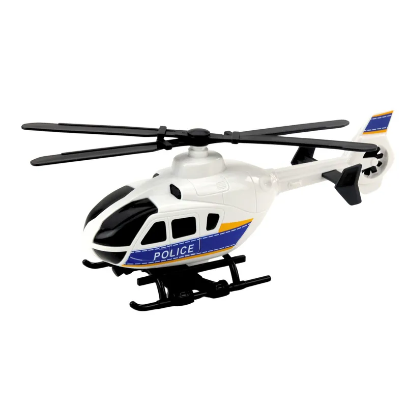 Zestaw Ciężarówka Policyjna Transportowa Helikopter Światła Dźwięki