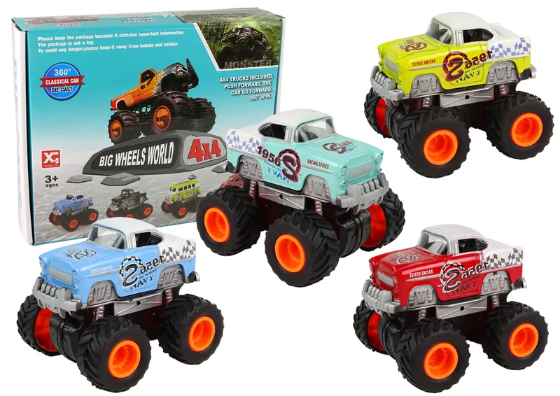 Auto 4X4 Klasyczny Model Na Dużych Kołach 4 Kolory