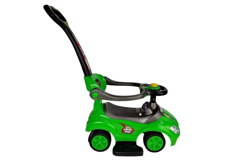 Jeździk Z Pchaczem Dla Dzieci Mega Car 3w1 Piszczek Schowek - Zielony