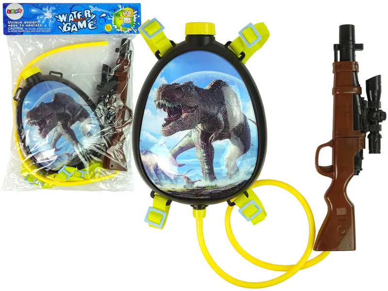 Pistolet Na Wodę Brązowy Magazynek W Plecaku Szelki Dinozaury Niebieski