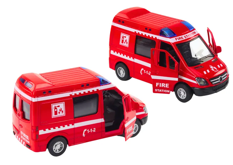 Auto Strażackie 1:32 Otwierane Drzwi Światła Dźwięki Napęd - Czerwony