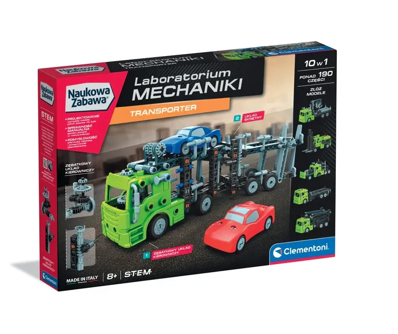 Naukowa Zabawa Klocki Laboratorium Mechaniki Transporter Język Polski CLEMENTONI 50249