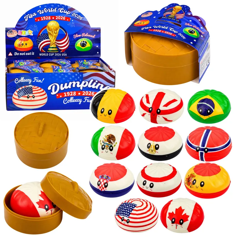 Gniotek Pierożek Dumpling Pieróg Z Flagami Pachnący Piankowy Pudełko 8.5 cm
