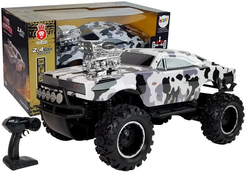 Auto Terenowe Zdalnie Sterowane 2.4G 4X4 Moro - Biało-Czarne