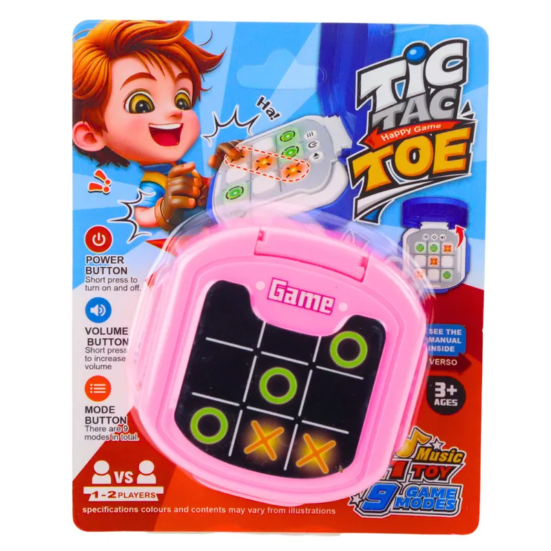 Gra Elektroniczna Kółko I Krzyżyk Tic Tac Toe 9 Trybów - Różowa