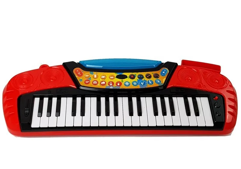 Keyboard Ze Statywem Krzesełkiem 37 Klawiszy - Czerwony