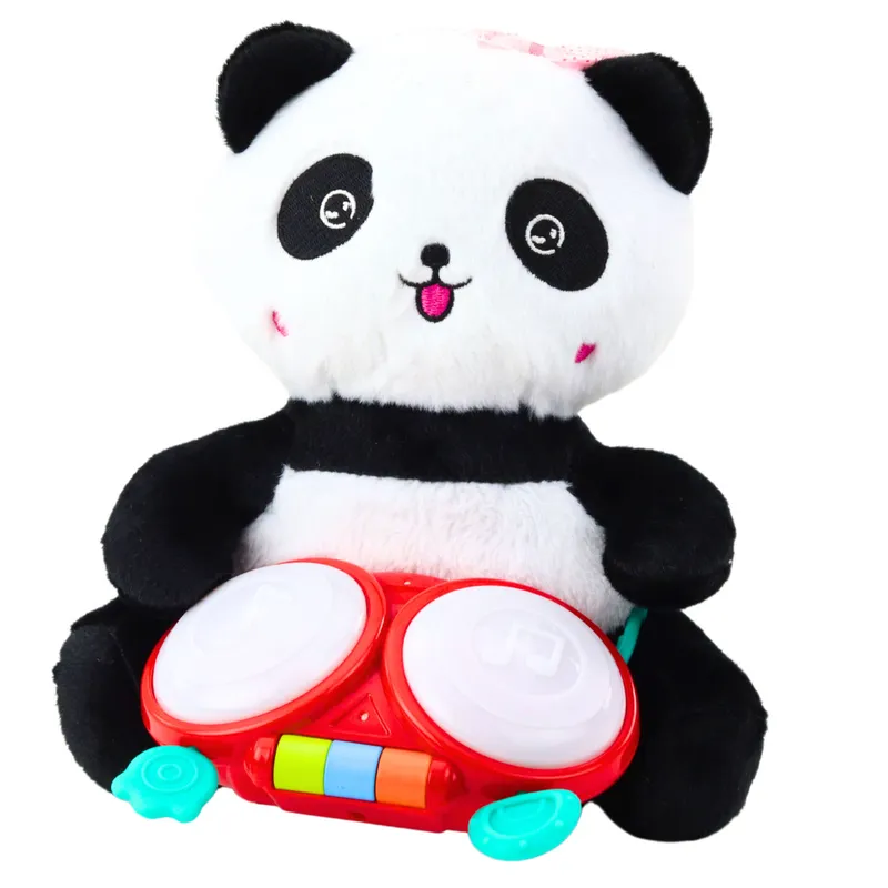 Pluszowa Panda Z Bębenkami Maskotka Przytulanka Światła Dźwięki