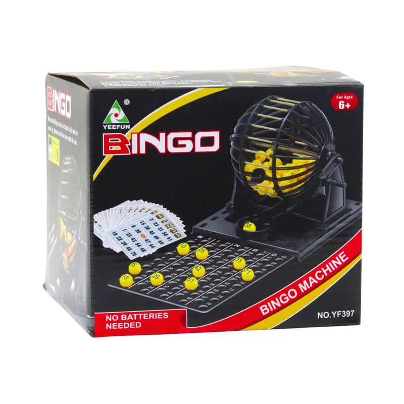 Gra Rodzinna Bingo Maszyna Losująca Klasyczna 80 Kulek 20 Kart