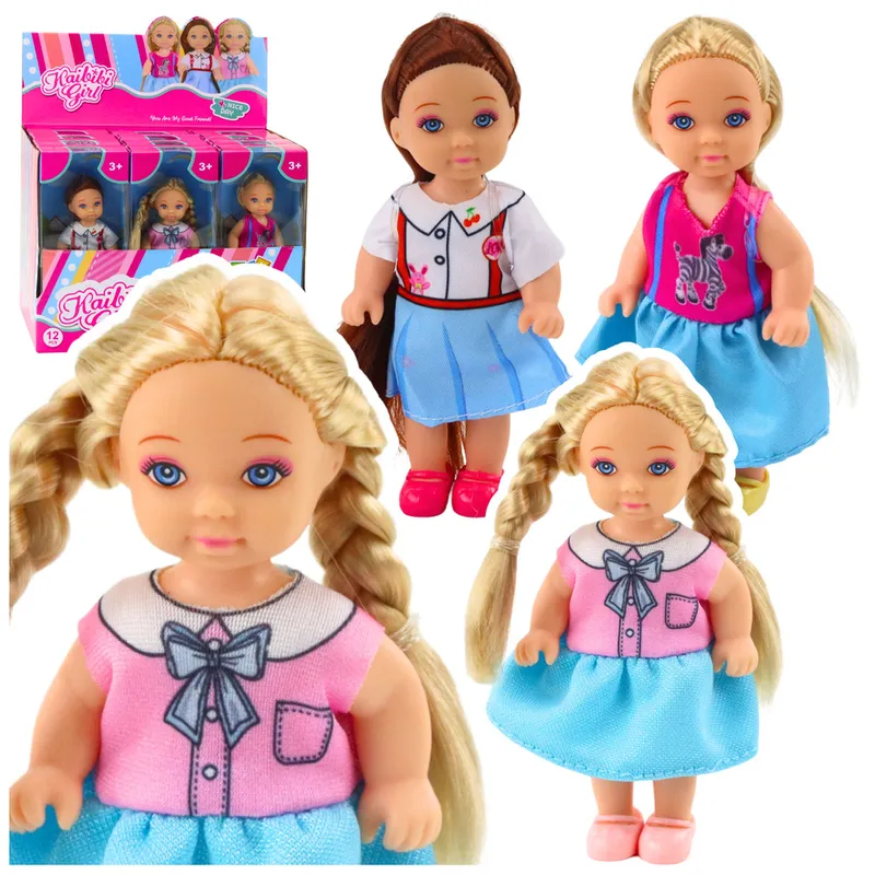 Mini Laleczka Kaibibi Długie Włosy Kolorowa Sukienka 12 cm Mix