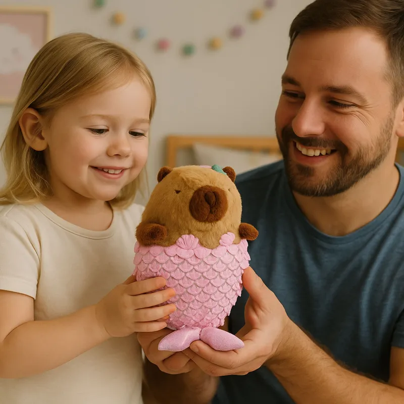 Pluszowa Maskotka Przytulanka Kapibara Syrenka 28cm - Różowa