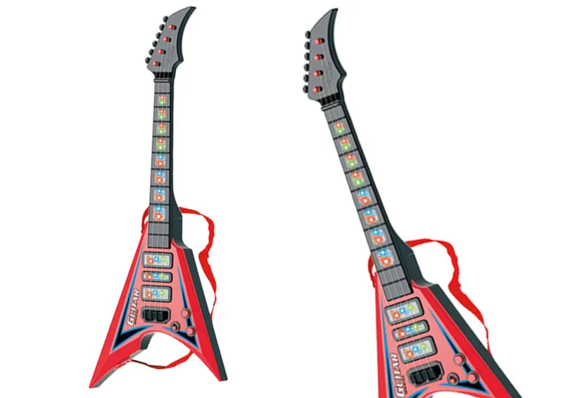 Gitara Elektryczna Dla Dzieci Światła Melodie - Czerwona