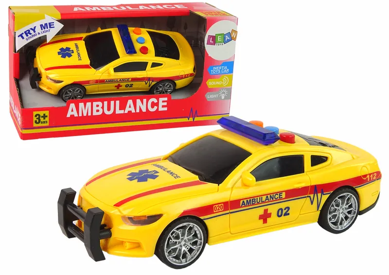 Sportowe Auto Ambulans Światła Dźwięk Napęd - Żółty