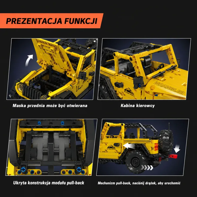 Klocki Konstrukcyjne Auto Samochód Terenowy Wrangler 746 el - Żółty