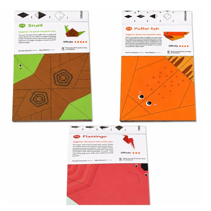 Kolorowy Zeszyt Z Origami Dla Dzieci Zwierzęta Poziomy Trudności 30 Arkuszy