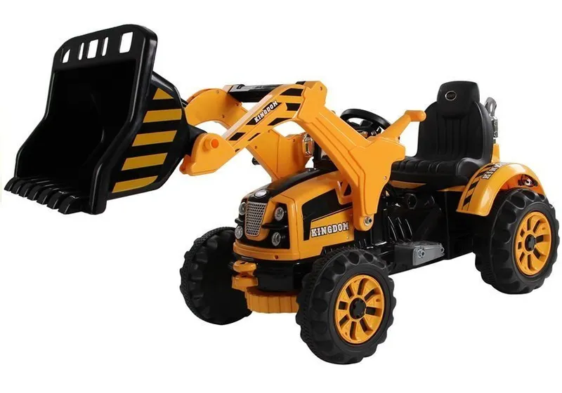 Traktor Na Akumulator Z Łyżką Koparka - Pomarańczowy