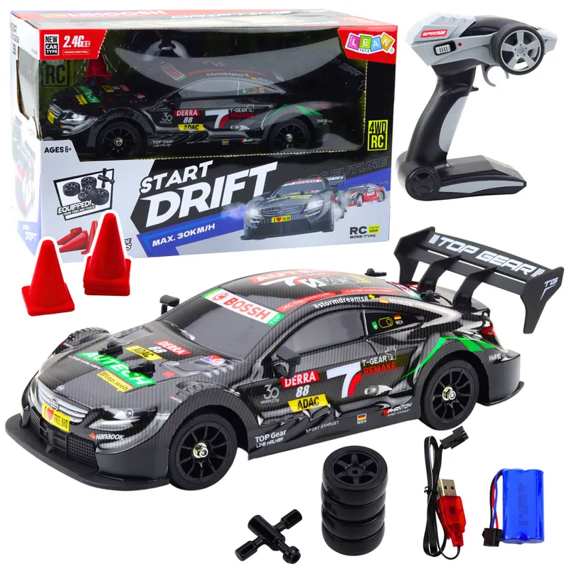Samochód Wyścigowy Auto Do Driftu RC Karbon 30km/h 1:16 - Czarny