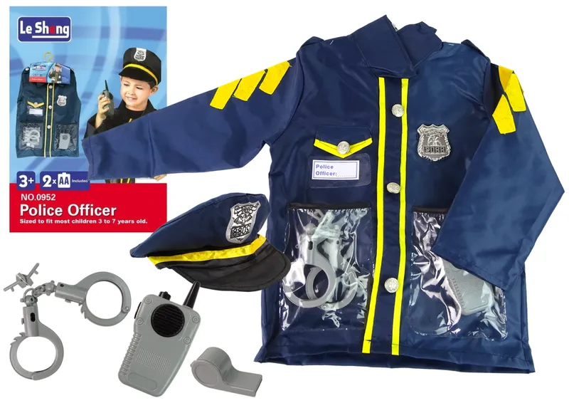 Strój Przebranie Policjanta Akcesoria Odznaka Karnawał 8 el