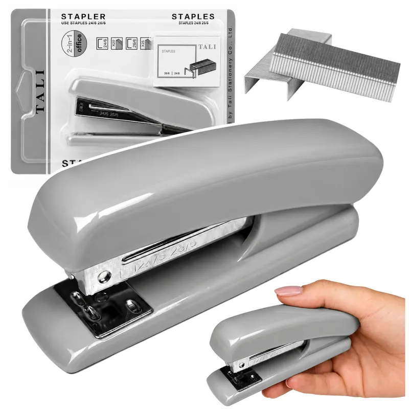 Zszywacz Biurowy Metalowy Do 25 Kartek 24/6 26/6 Zszywki - Szary