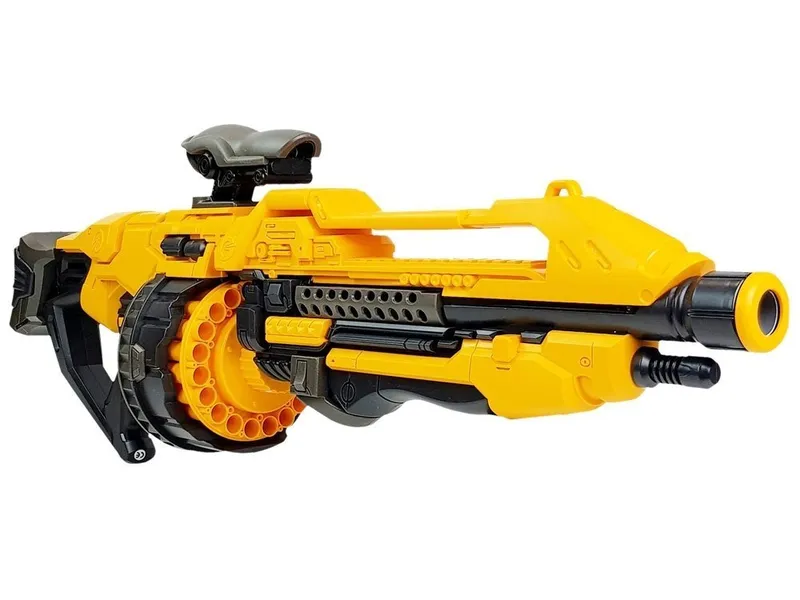 Pistolet Na Baterie Piankowe Naboje 82 cm Obrotowy Magazynek - Żółty