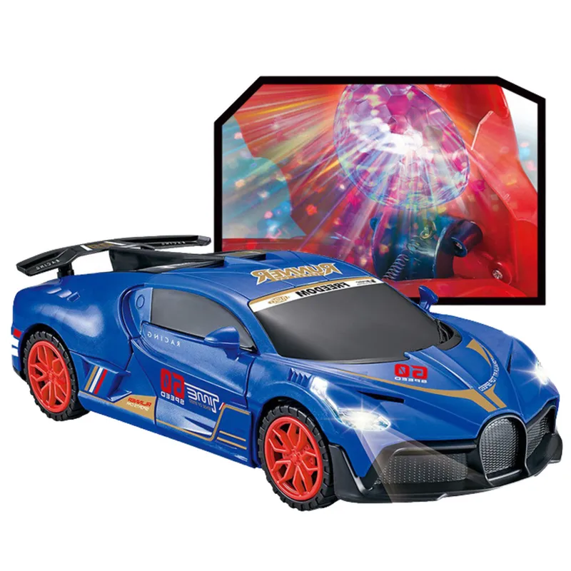 Auto Sportowe Czujnik Przeszkód Kula LED Obrót 360° Światła Dźwięk - Niebieski