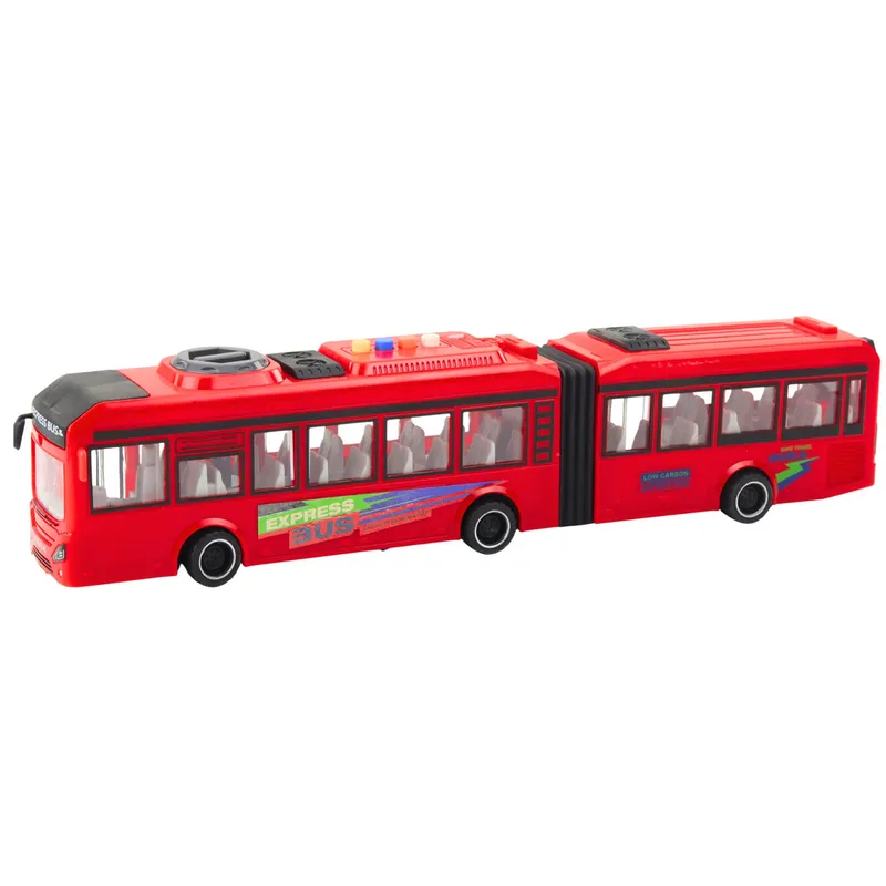 Autobus Przegubowy Otwierane Drzwi Światła Dźwięki 1:16 - Czerwony