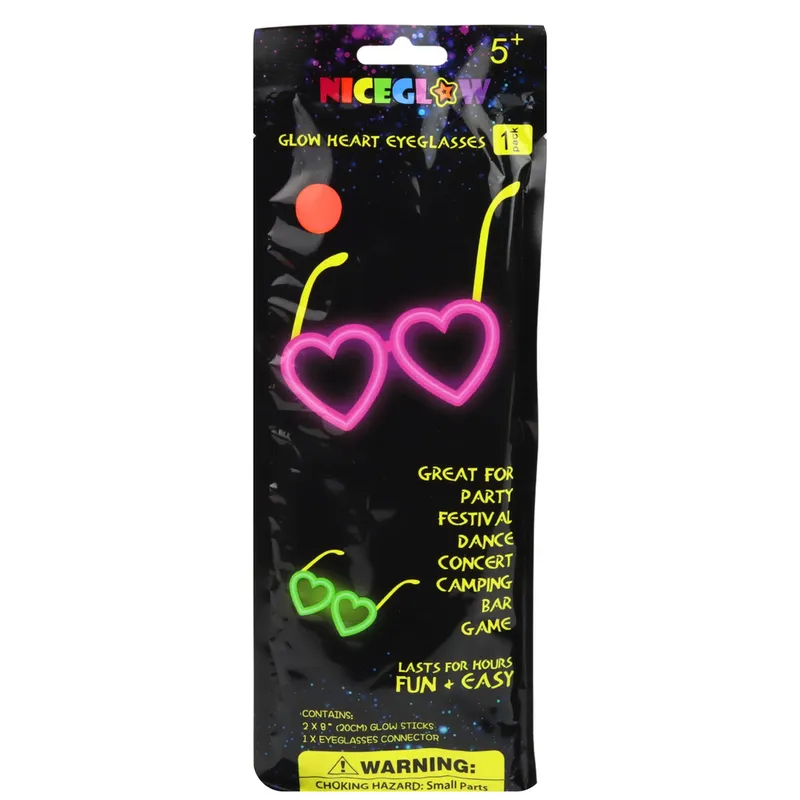 Okulary Fluorescencyjne Serca Świecące W Ciemności Stick Neon - Czerwone