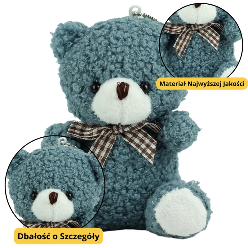 Miś Pluszowy Brelok Zawieszka Ozdoba 8cm - Granatowy