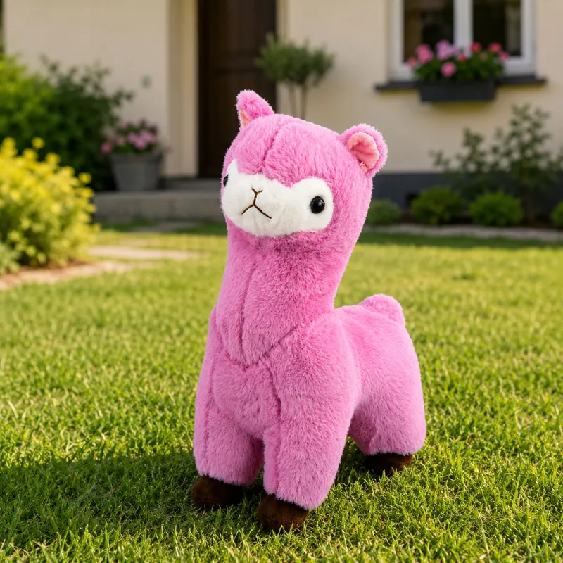 Pluszowa Alpaka Lama Maskotka Przytulanka Miękkie Futerko 38 cm - Różowa