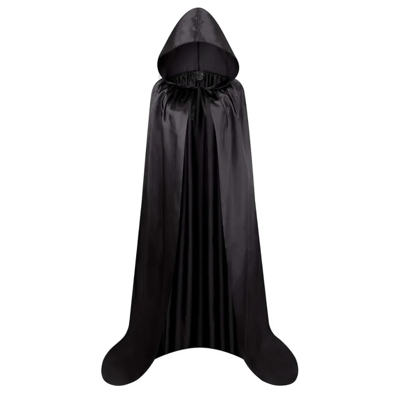 Peleryna Narzutka Z Kapturem Karnawałowa Halloweenowa 160cm - Czarna