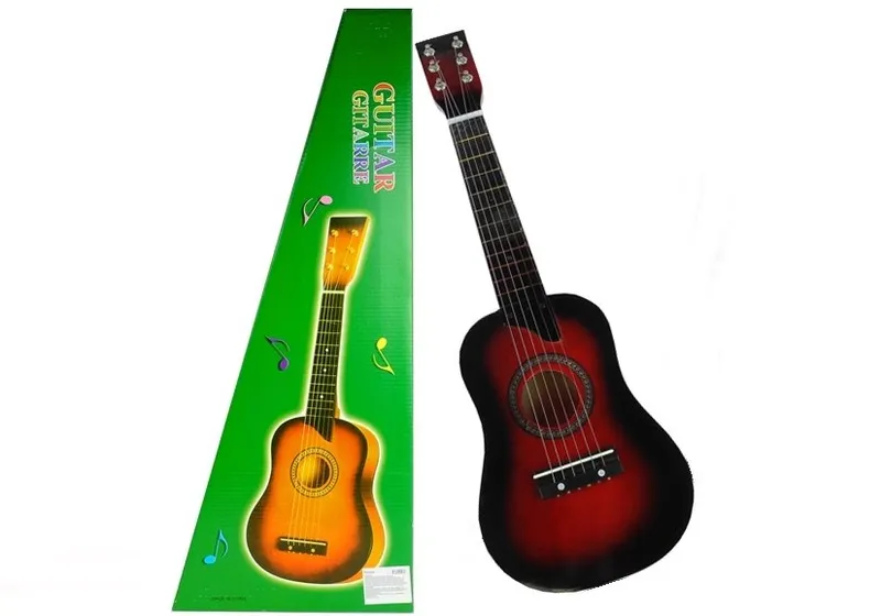 Gitara Drewniana Klasyczna Z Kostką Wiśniowa 60 cm