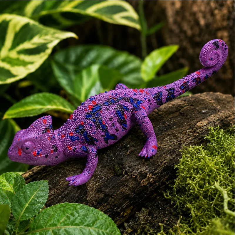 Kameleon Gumowa Figurka Rozciągliwa Realistyczna Gad 14 cm - Fioletowy