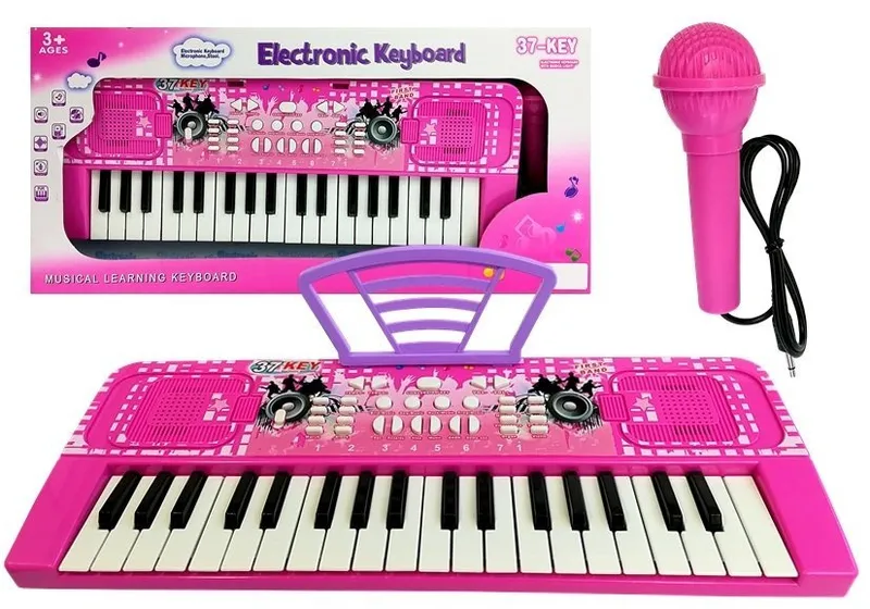 Keyboard Pianino Organy Dla Dzieci 37 Klawiszy Z Mikrofonem - Różowy
