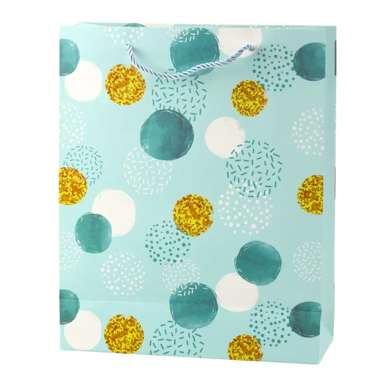 Torba Prezentowa Wzór Kropki Pastelowa 32 × 26 × 10 cm - Złote