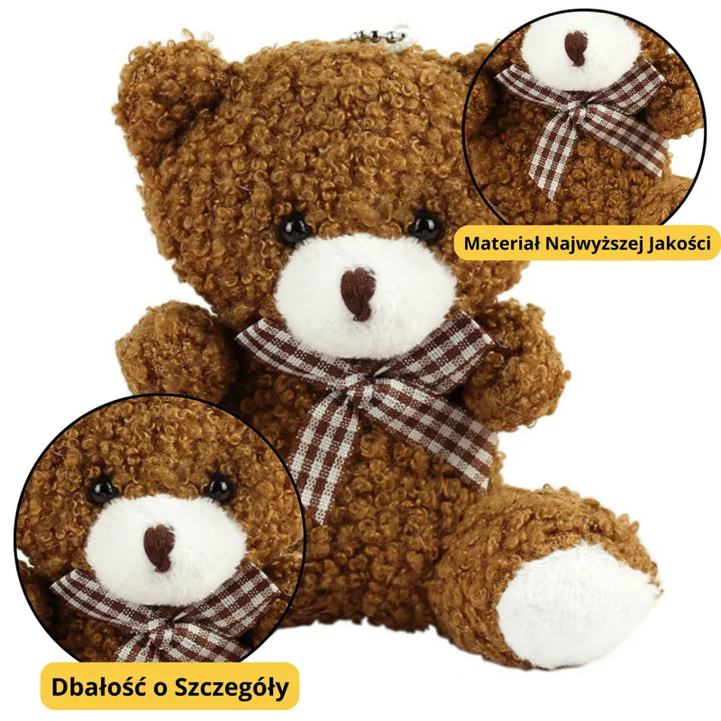 Miś Pluszowy Brelok Zawieszka Ozdoba 8cm - Brązowy