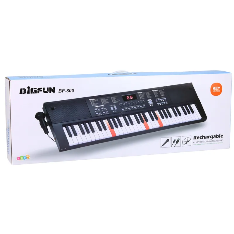 Keyboard Pianinko Elektryczne Z Mikrofonem 200 Brzmień 61 Klawiszy 78cm