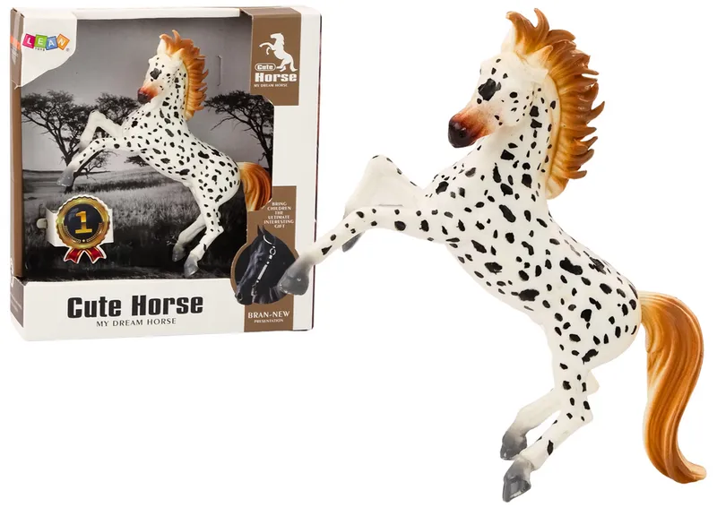 Figurka Konia Koń W Kropki Stojący Stajnia Farma Cute Horse - Biały