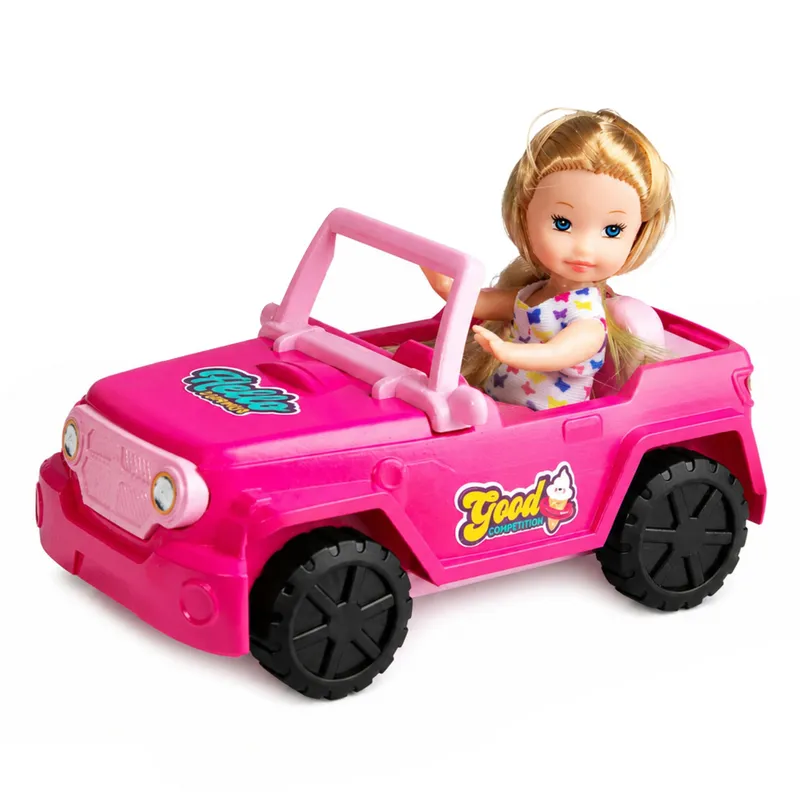 Zestaw Mini Laleczka W Samochodzie Terenowym Kabriolet Figurka Pieska