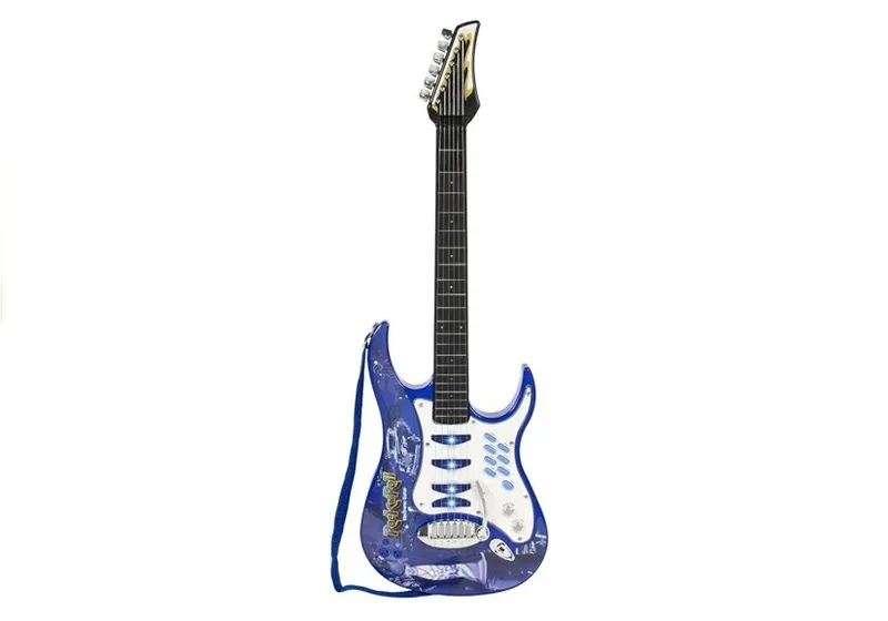 Zestaw Gitara Elektryczna Mikrofon Na Statywie Wzmacniacz - Niebieska