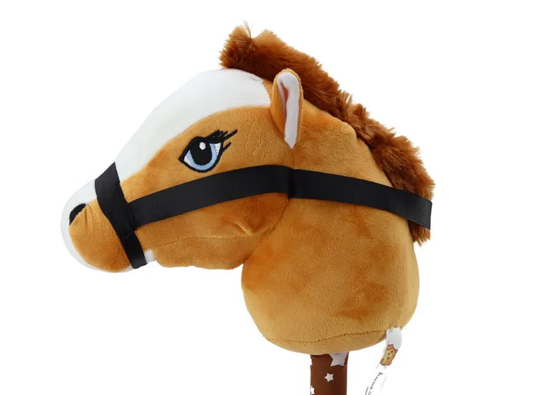 Pluszowa Głowa Konia Na Kiju Hobby Horse Koń Krótkowłosy Dźwięki - Brązowy