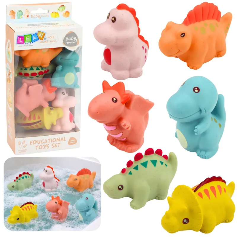 Zestaw Gumowe Dinozaury Edukacyjne Do Kąpieli Zabawy Pastelowe 6 szt