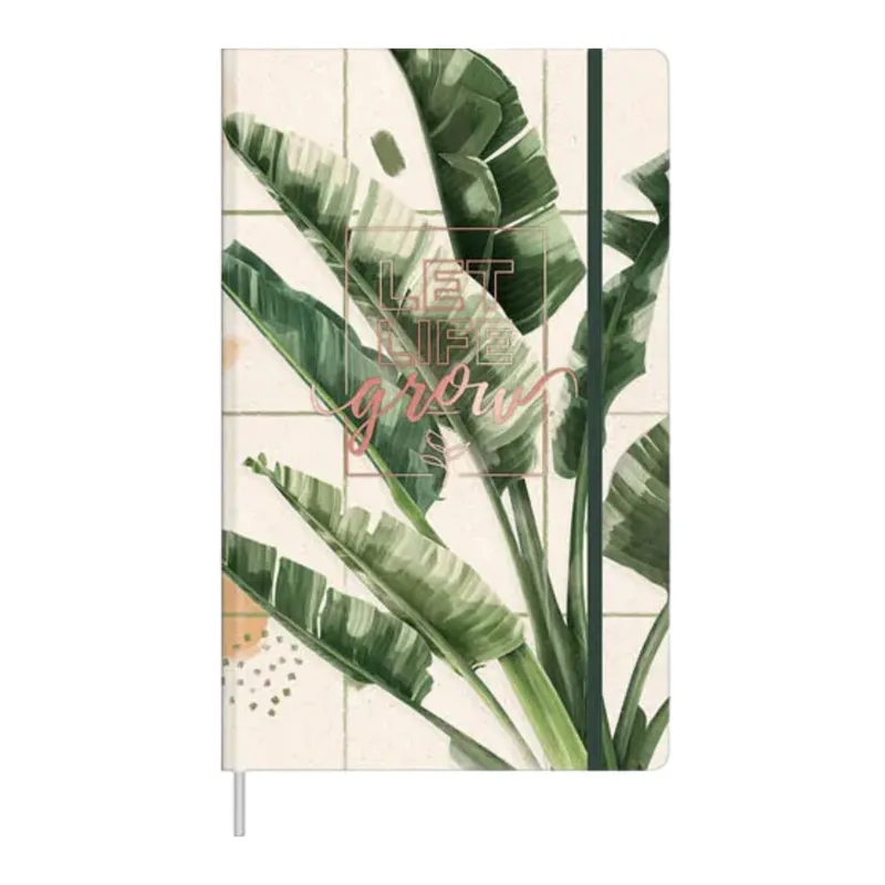Notatnik Zeszyt Planner W Linie Liście Bananowca Gumka A5 80 Kartek