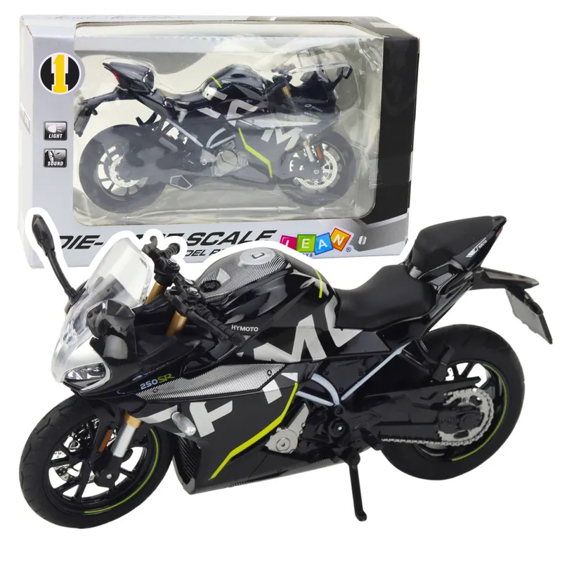 Motocykl Sportowy Metalowy Światła Dźwięki 250 SR 1:12 - Czarny