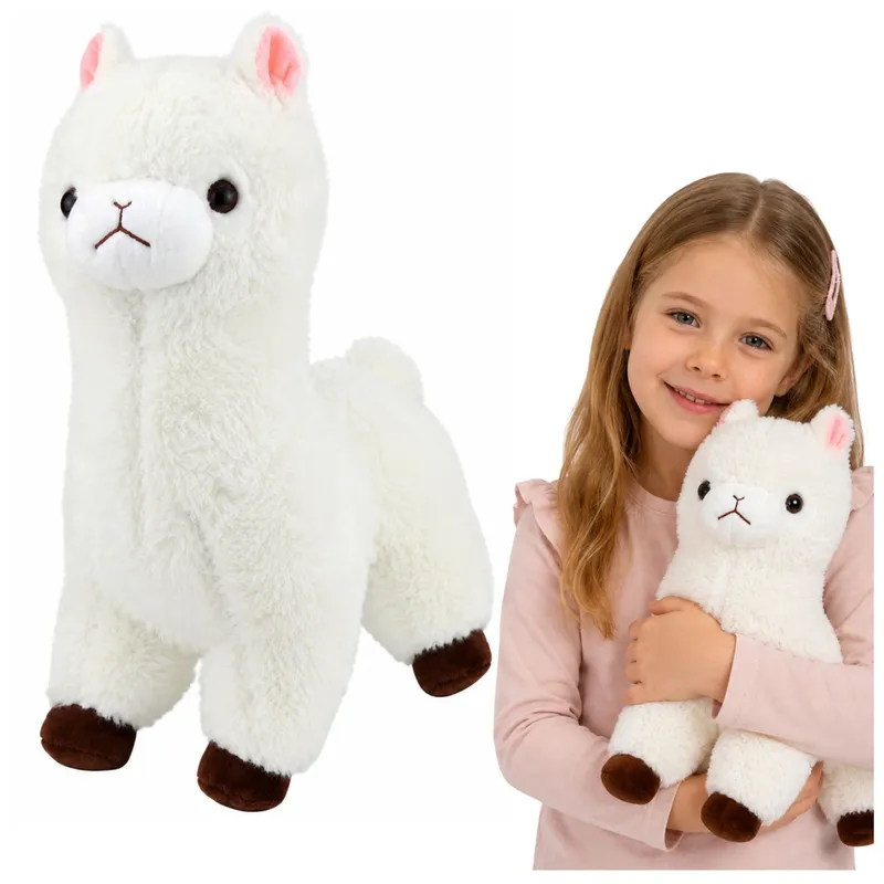 Pluszowa Alpaka Lama Maskotka Przytulanka Miękkie Futerko 38 cm - Biała