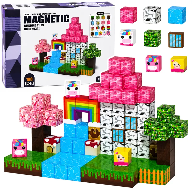 Zestaw Klocki Magnetyczne Kostki Sześciany Piksel Magiczna Kraina 3D 100el