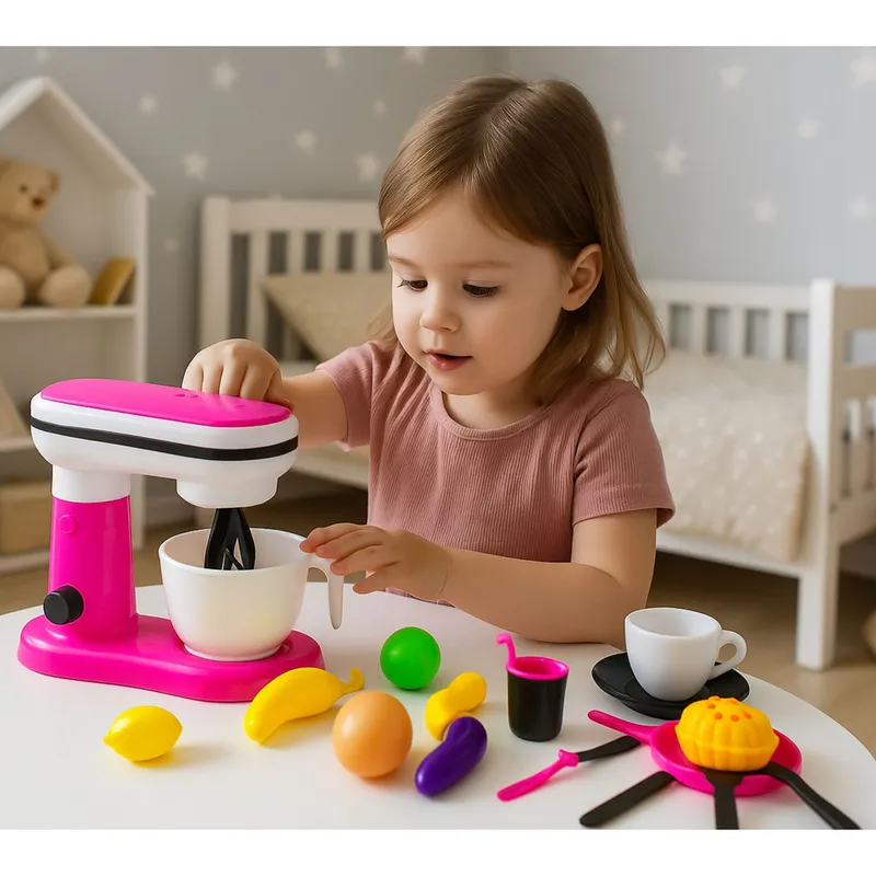 Robot Kuchenny Blender Zabawkowy Dla Dzieci Akcesoria Owoce - Różowy