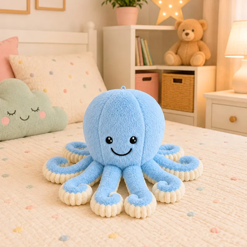 Pluszowa Ośmiornica Maskotka Przytulanka Sprężyste Macki 30 cm - Niebieska