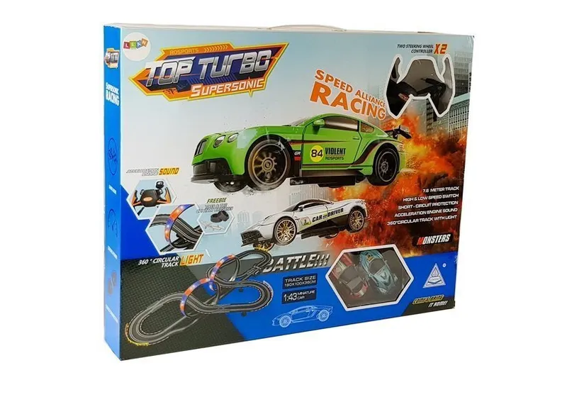 Tor Wyścigowy 1:43 2 Autka Top Turbo Światła 7,6 m Długości
