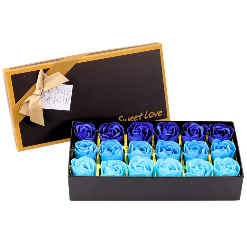 Flower Box Wieczne Pachnące Róże Kwiaty W Pudełku Niebieskie 18 szt