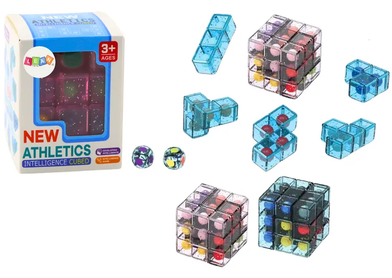 Klocki Logiczne Puzzle Układanka Kostka Gra - Różowa