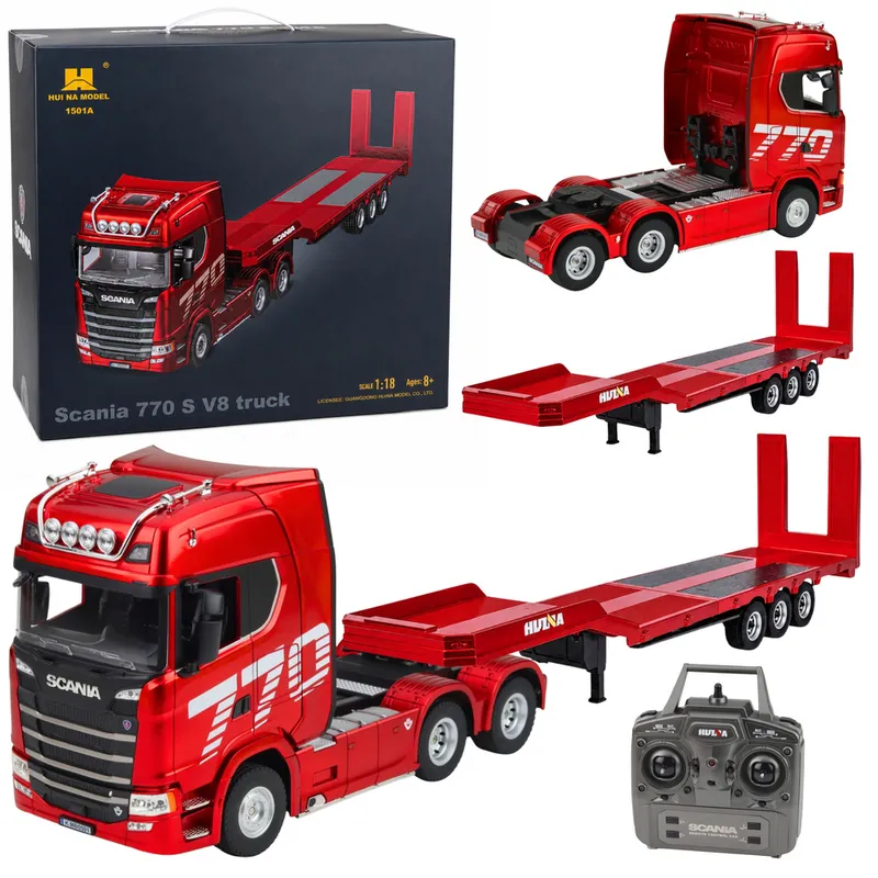 Ciężarówka Scania 770S Z Naczepą Zdalnie Sterowana RC Huina 1:18 - Czerwona
